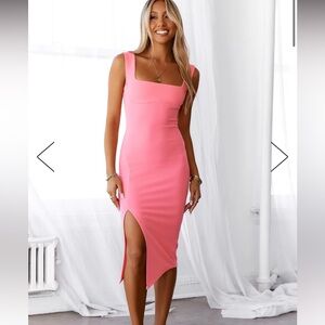 Hello Molly hot pink midi dress